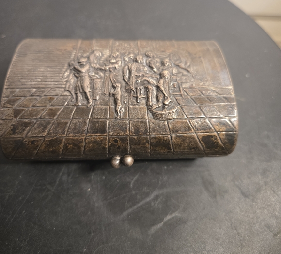 Vintage Silver Plate Denmark Ladie Pin Embossed Trinket Box